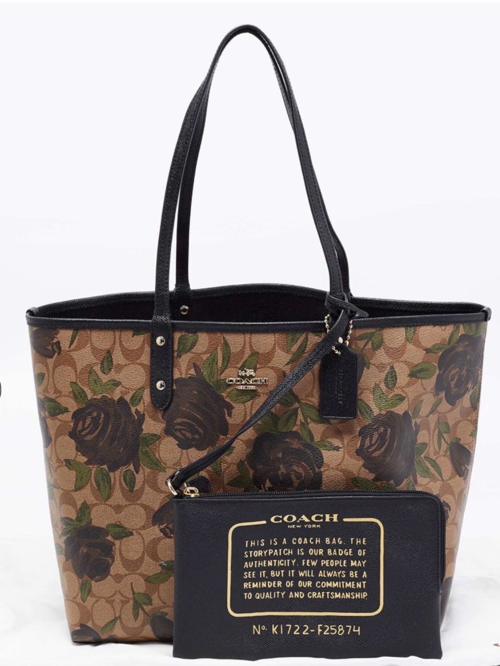 Coach NWT Reversible City Tote Camo Rose Floral Print (Style F25874) 2017 $375